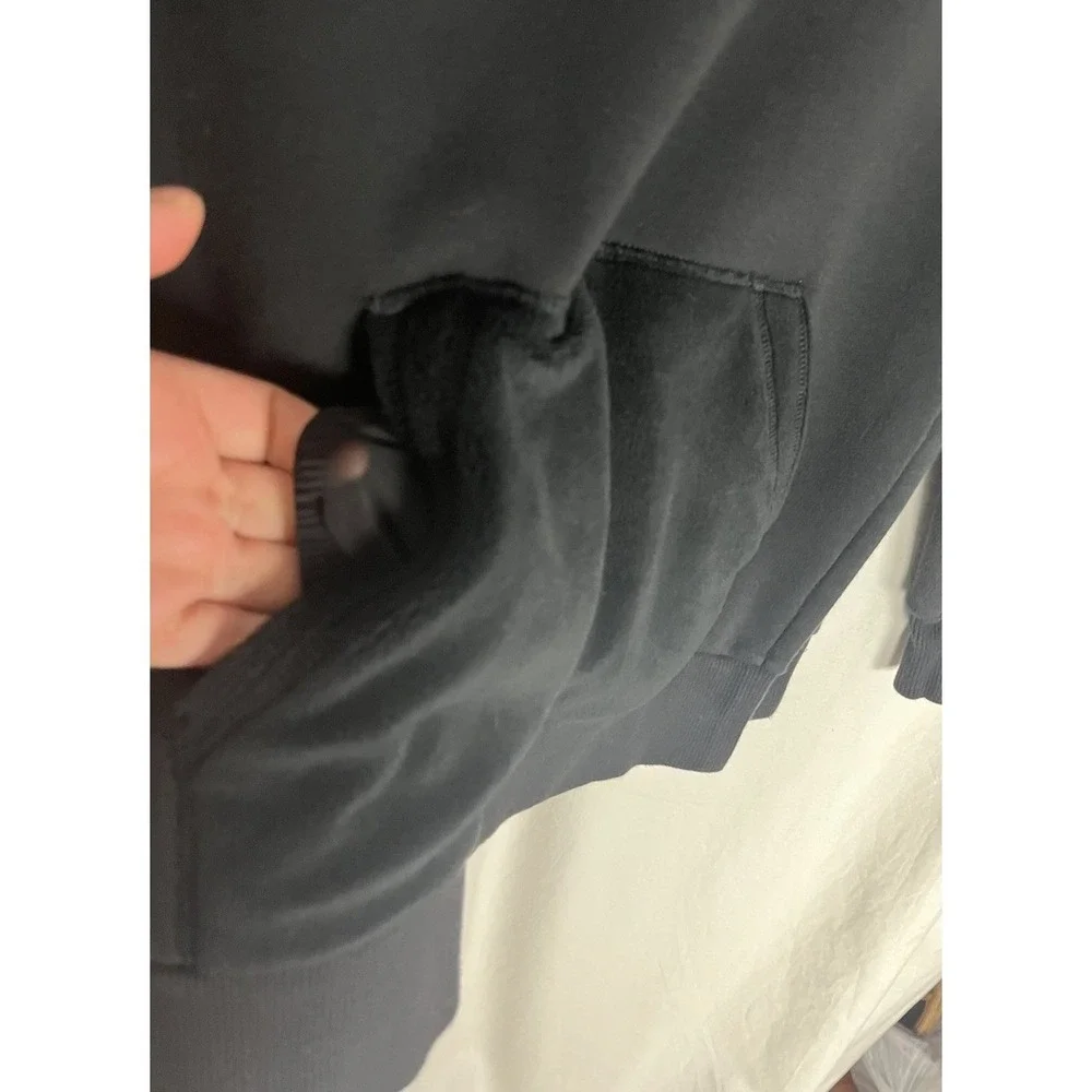 Athleta Girl Black Cheer You On Hoodie Sweatshirt Girls M (8-10)Side Slits Lined